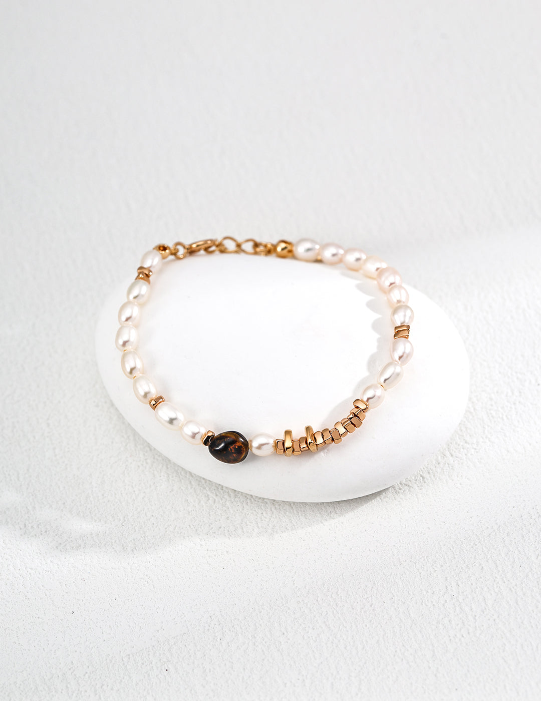 101639 Tiger Eye Stone Pearl Bracelet