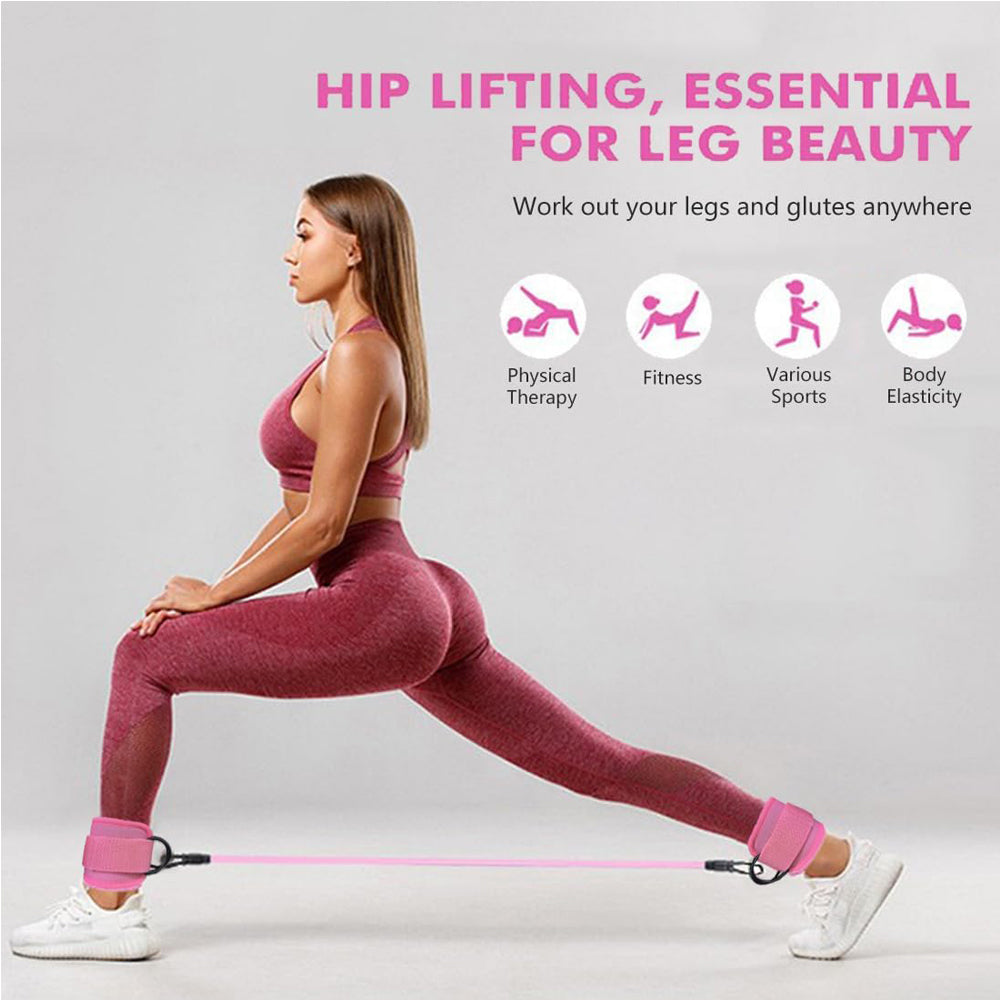 Ankle Resistance Bands with Cuffs — Leg Workout for Kickbacks & Glutes