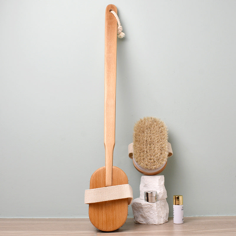 Natural Bristle Body Dry Brush — Exfoliating Bath Set