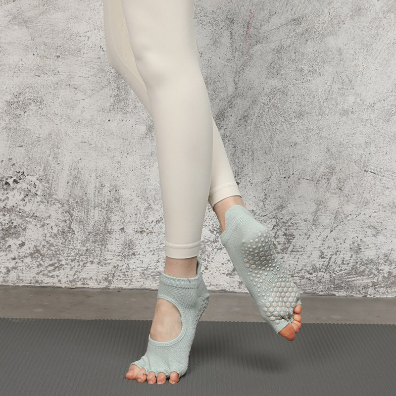 Five-Toe Pilates Grip Socks — Individual Toe Non-Slip Yoga Socks (4 Pairs)