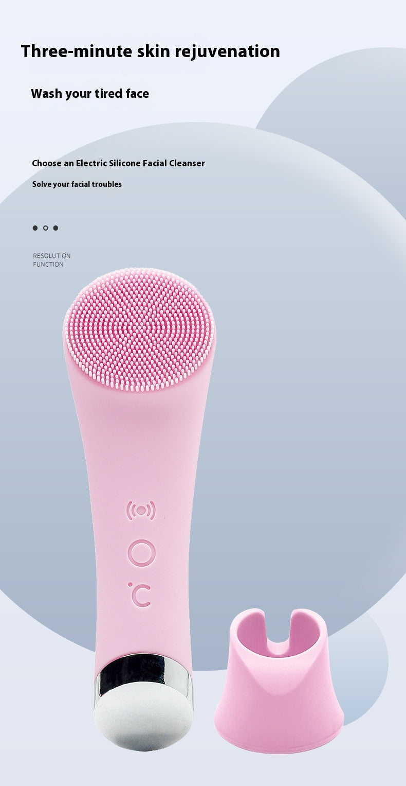 Silicone Electric Facial Cleansing Brush — Vibration & Heating