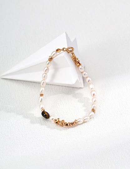 101639  Tiger Eye Stone Pearl Bracelet