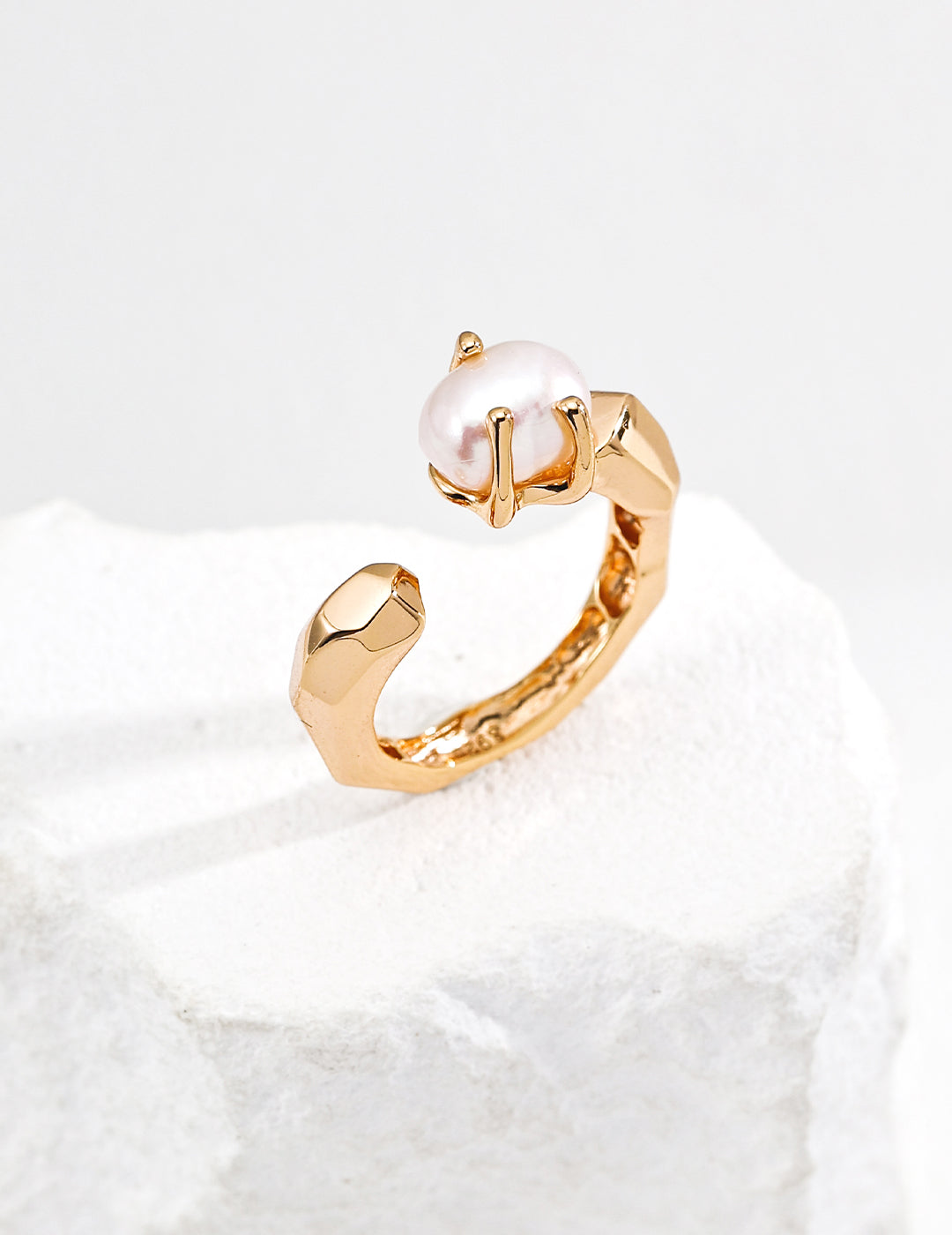 102519  S925 Silver Simple Natural Pearl Ring