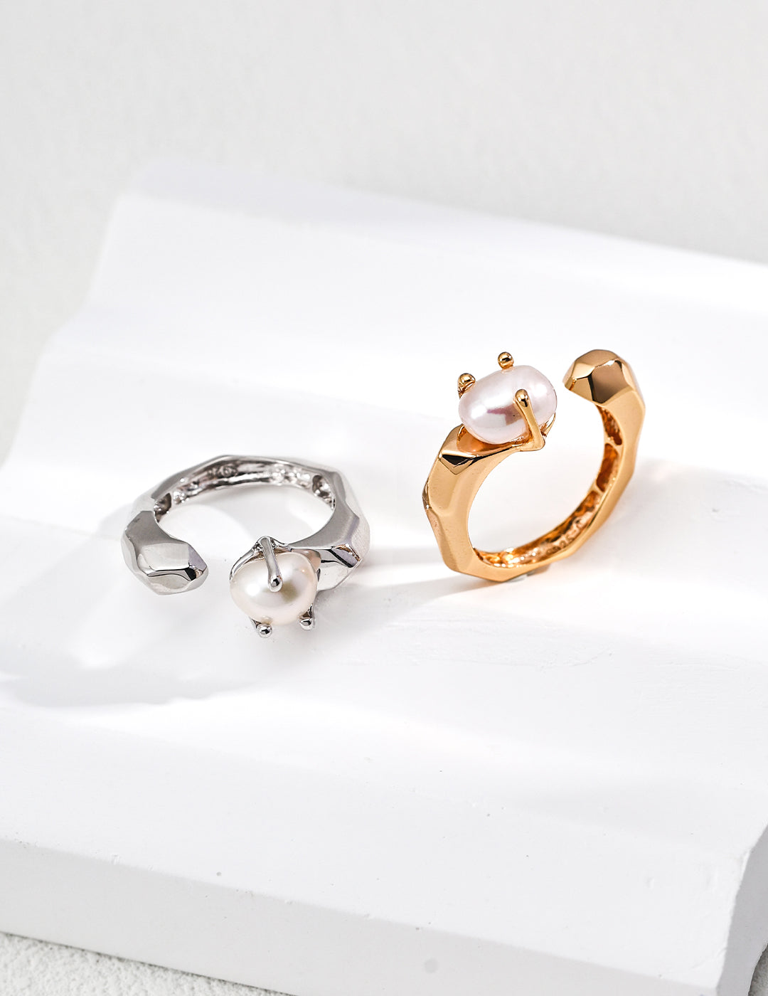 102519  S925 Silver Simple Natural Pearl Ring