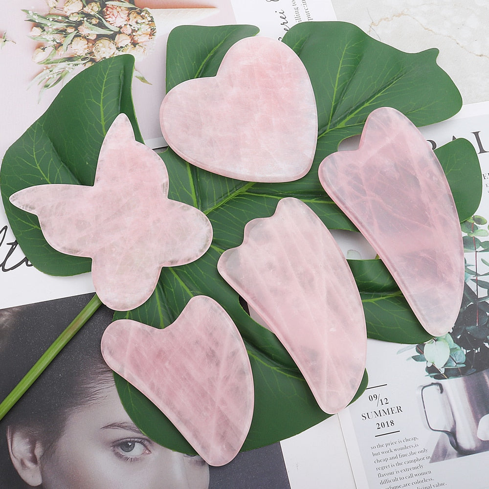 Rose Quartz Gua Sha Massage Tool Set