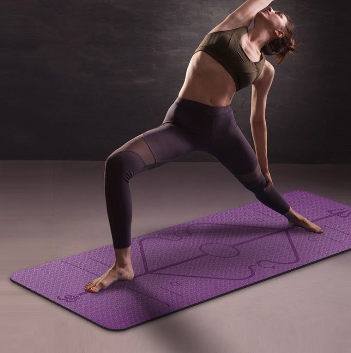 6mm TPE Yoga Mat — Non-Slip with Body Position Lines