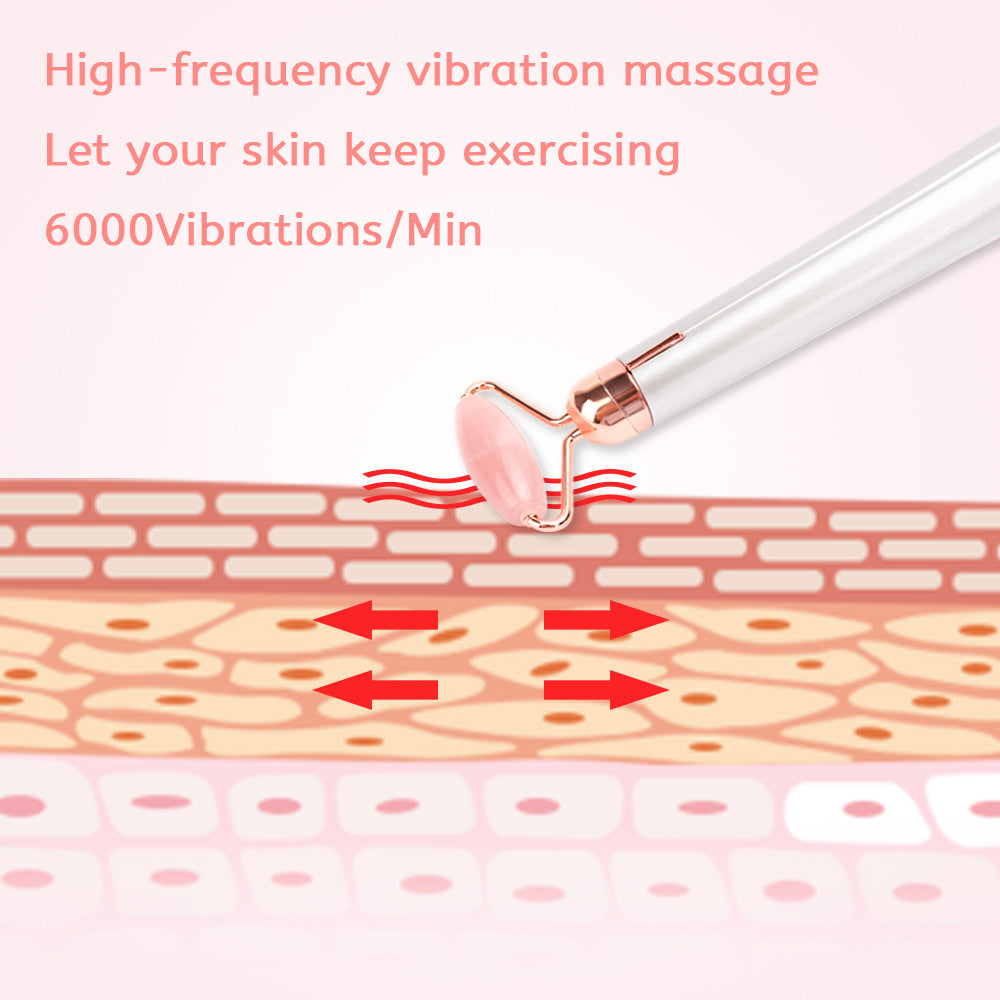 Electric Vibrating Rose Quartz Facial Roller