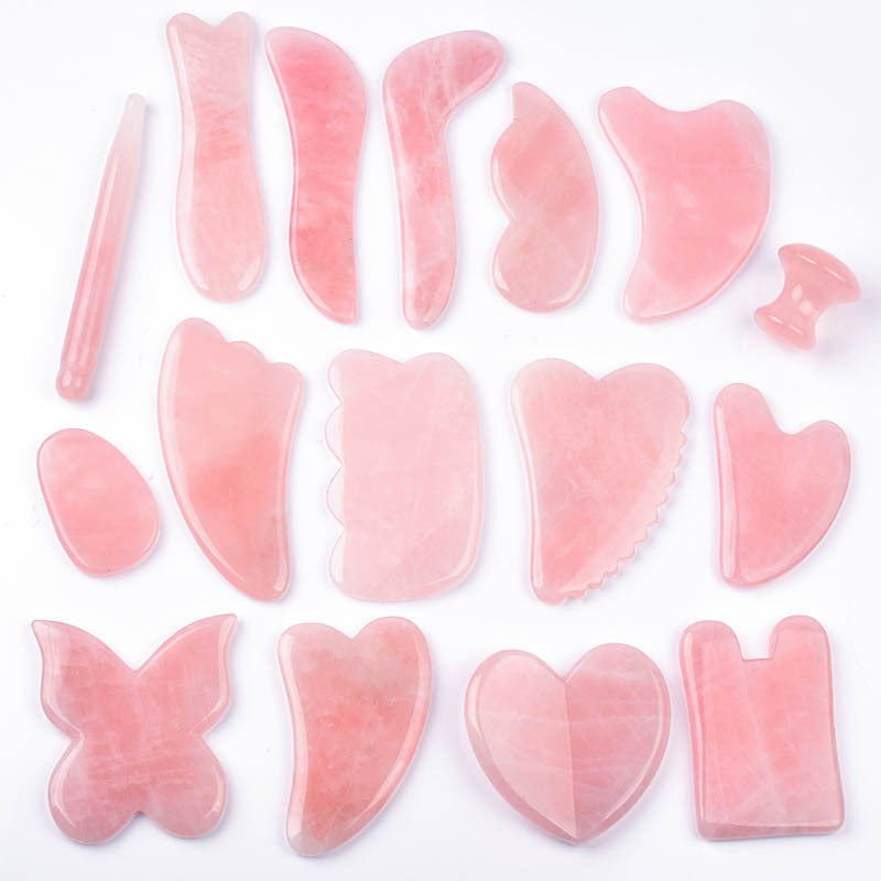 Rose Quartz Gua Sha Massage Tool Set