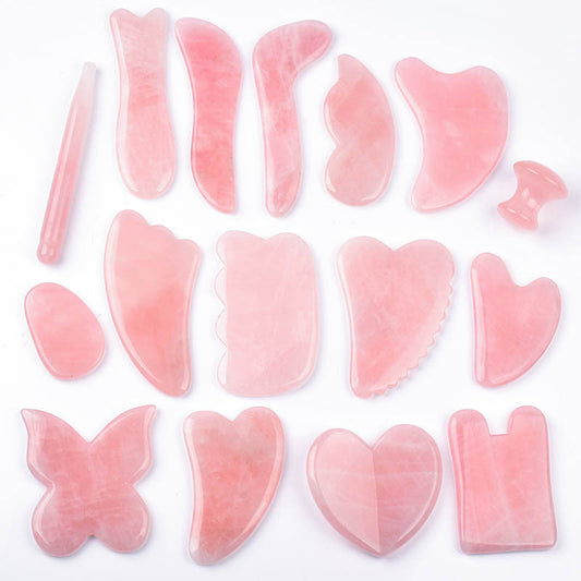 Rose Quartz Gua Sha Massage Tool Set
