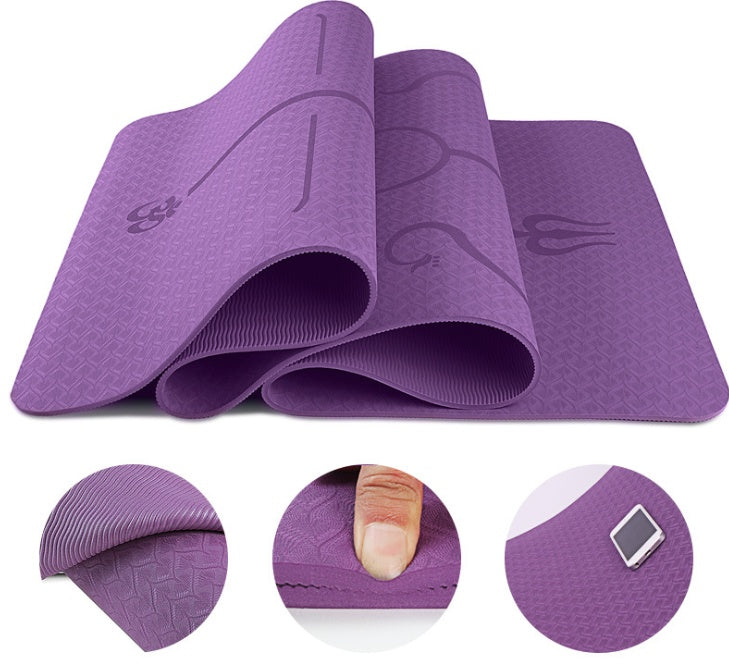 6mm TPE Yoga Mat — Non-Slip with Body Position Lines