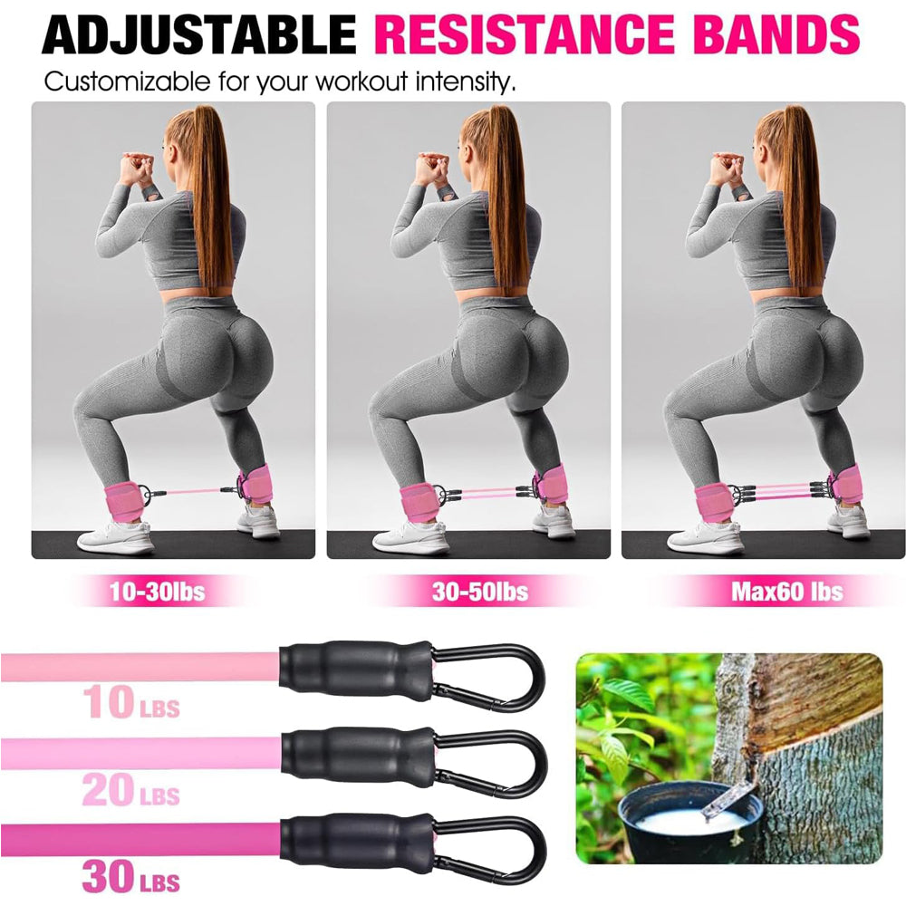 Ankle Resistance Bands with Cuffs — Leg Workout for Kickbacks & Glutes