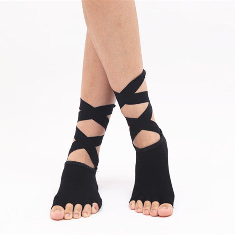 Toeless Pilates Grip Socks — Open Toe Non-Slip Barre Socks (3 Pairs)