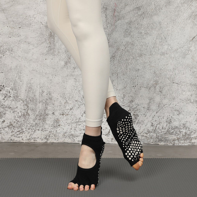 Five-Toe Pilates Grip Socks — Individual Toe Non-Slip Yoga Socks (4 Pairs)