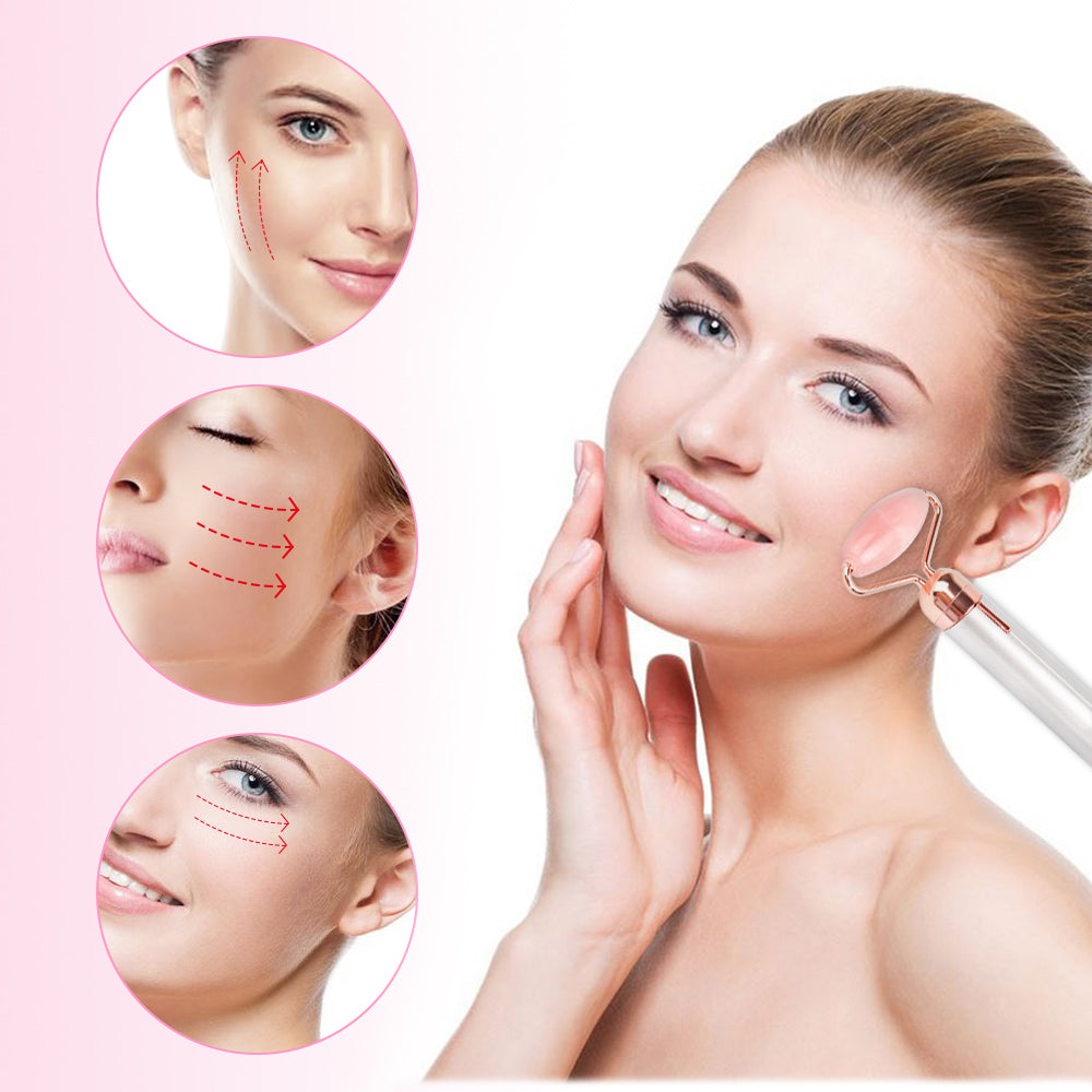 Electric Vibrating Rose Quartz Facial Roller
