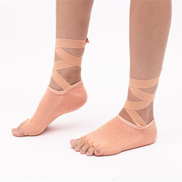 Toeless Pilates Grip Socks — Open Toe Non-Slip Barre Socks (3 Pairs)