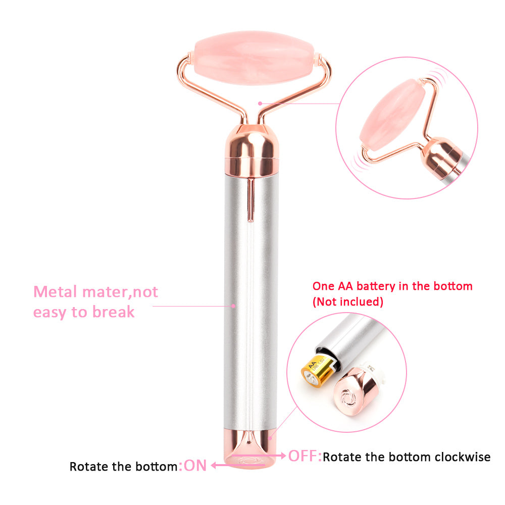 Electric Vibrating Rose Quartz Facial Roller
