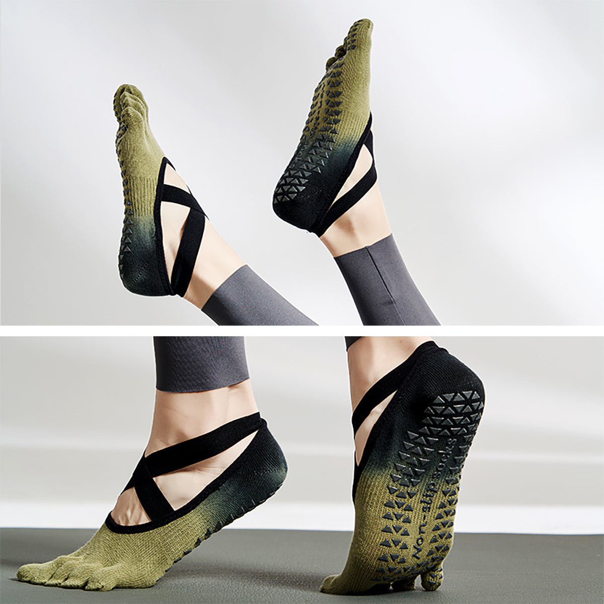 Non-Slip Pilates Grip Socks — Full Toe Yoga Barre Socks (3 Pairs)
