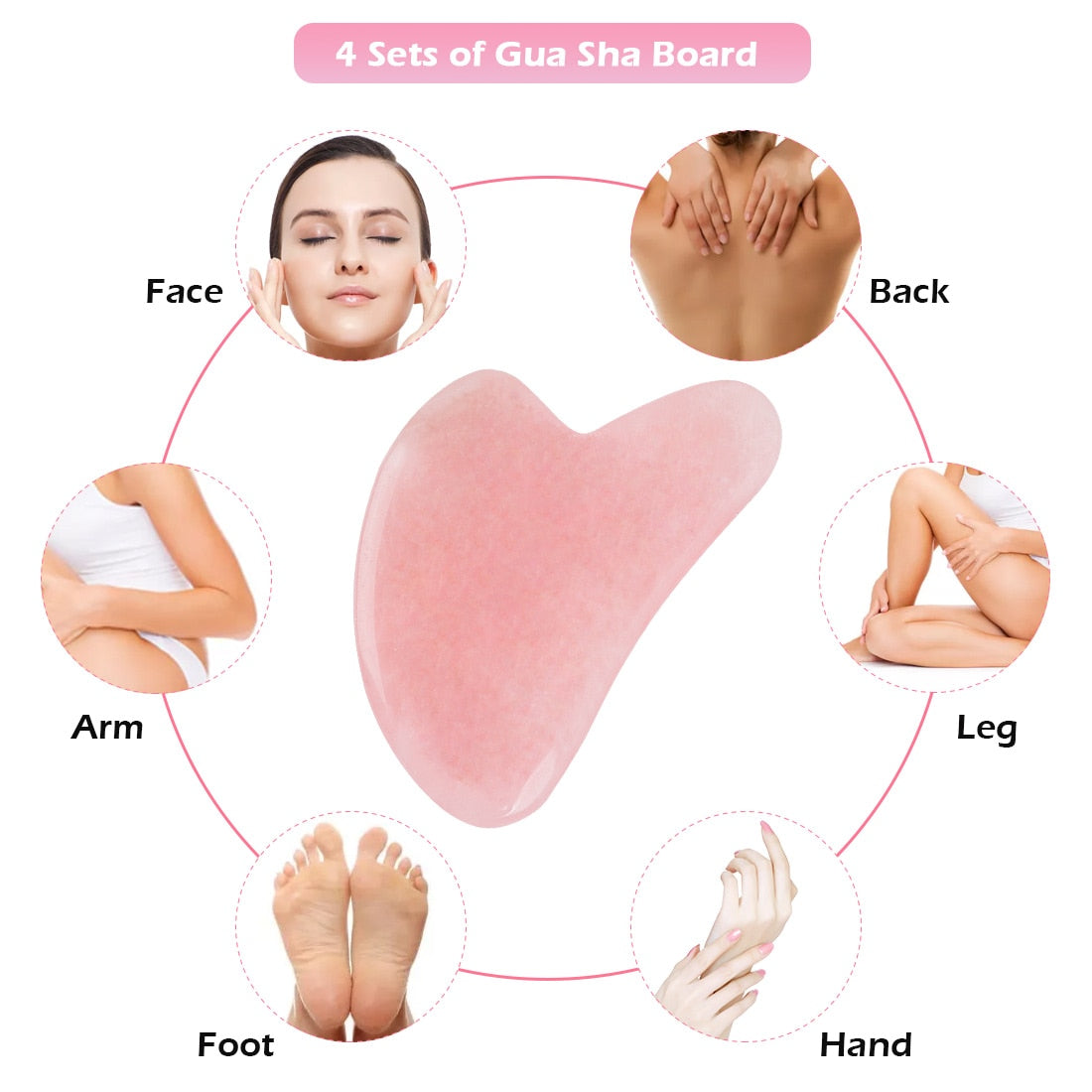 Rose Quartz Gua Sha Massage Tool Set