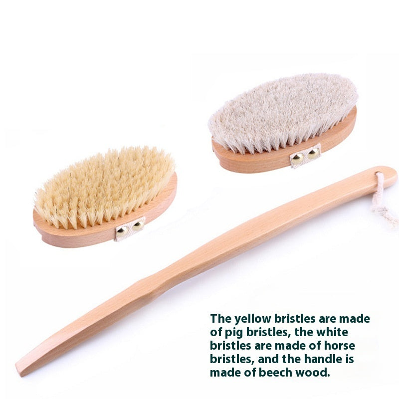 Natural Bristle Body Dry Brush — Exfoliating Bath Set