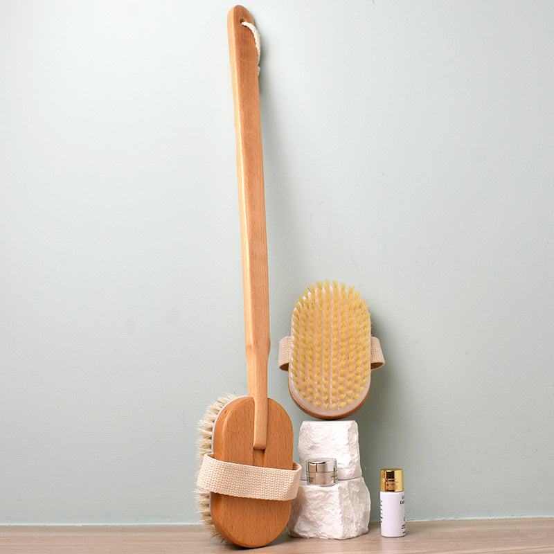 Natural Bristle Body Dry Brush — Exfoliating Bath Set