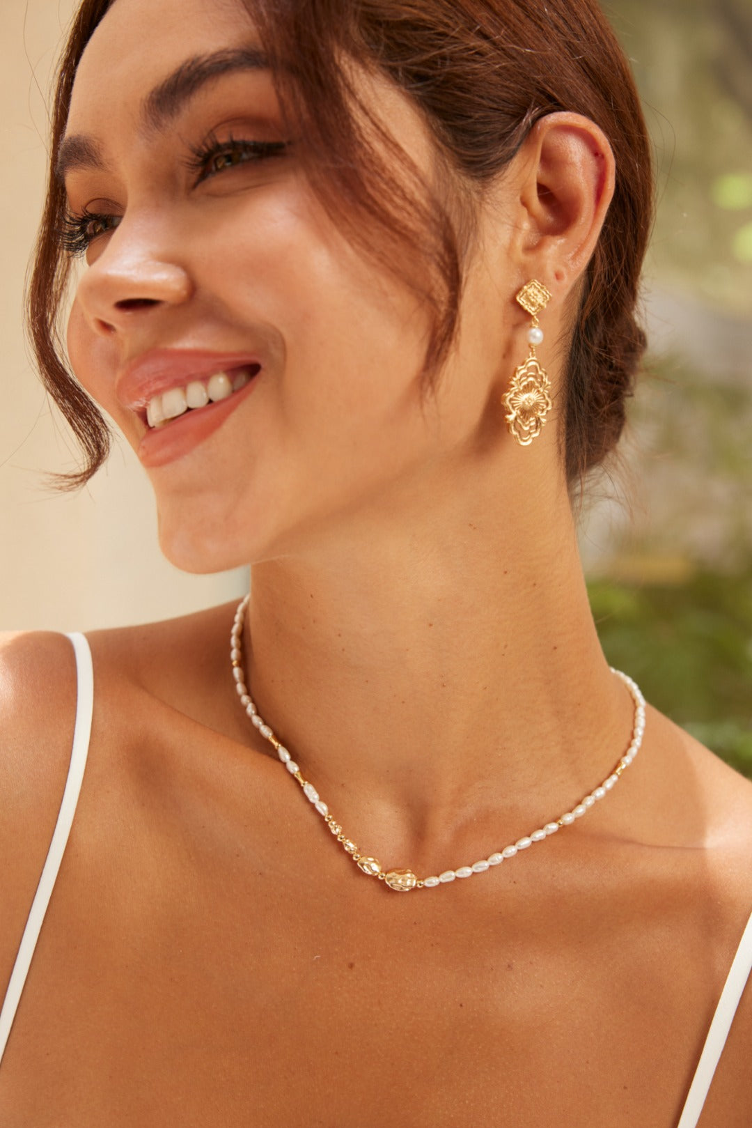 E01095-2 Elegant Vintage Middle Eastern Style S925 Silver Pearl Earrings ~