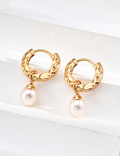 QL-E01239  S925 Silver Vintage Natural Pearl Earrings