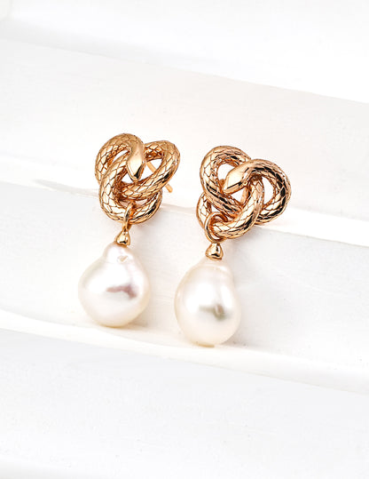 Natural Baroque Pearl Earrings.