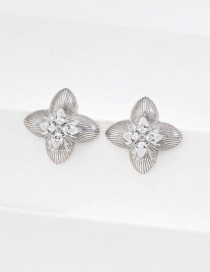 QL-E01386  S925 Silver / Synthetic Cubic Zirconia Earrings