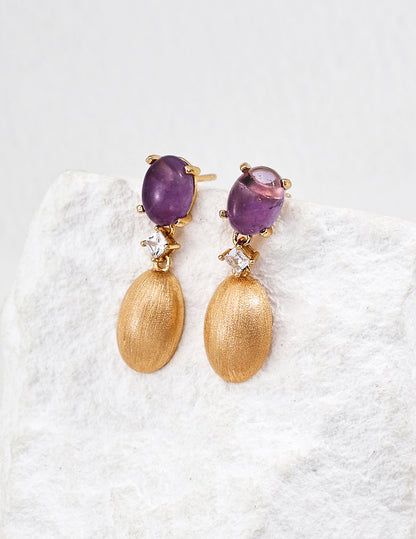 QL-E01391-2  S925 Silver Amethyst Earrings