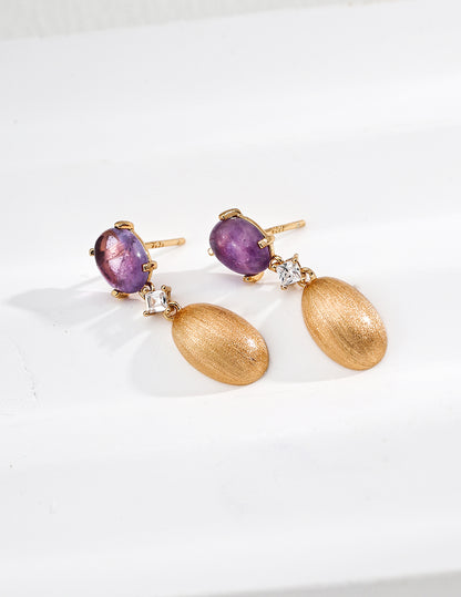 QL-E01391-2  S925 Silver Amethyst Earrings