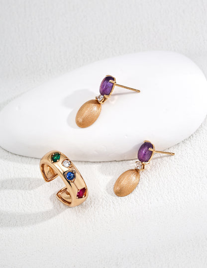 QL-E01391-2  S925 Silver Amethyst Earrings