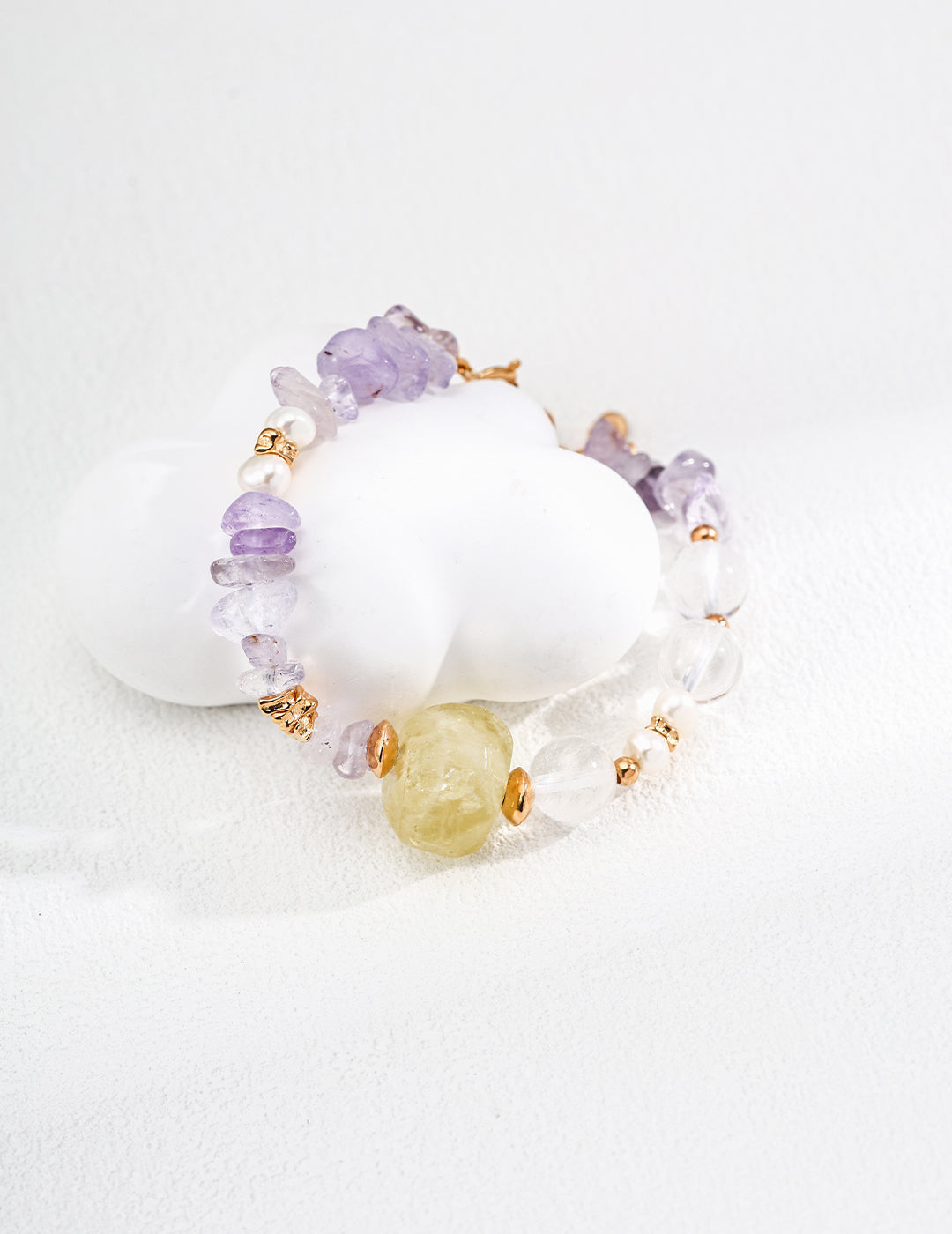 QL-SL0230  S925 Simple and Elegant Multicolor Crystal Bracelet. Featuring yellow crystal and amethyst as the highlights, with a carefully arranged design that showcases the unique beauty of both crystals…