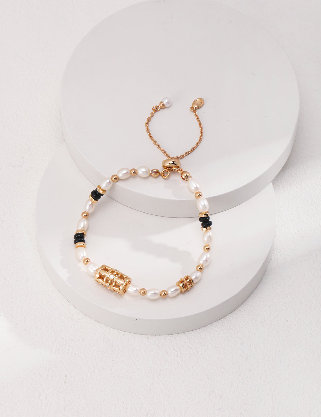 SL0117  Vintage S925 Silver Pearl Bracelet