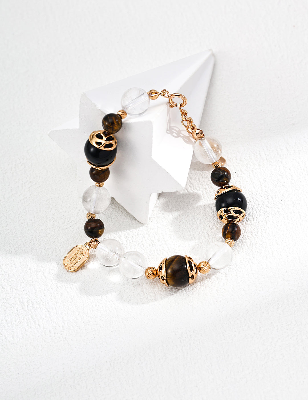 SL0231-2  S925 Silver Fashion Wealth-Bringing Tiger’s Eye & Black Onyx Crystal Pearl Bracelet
