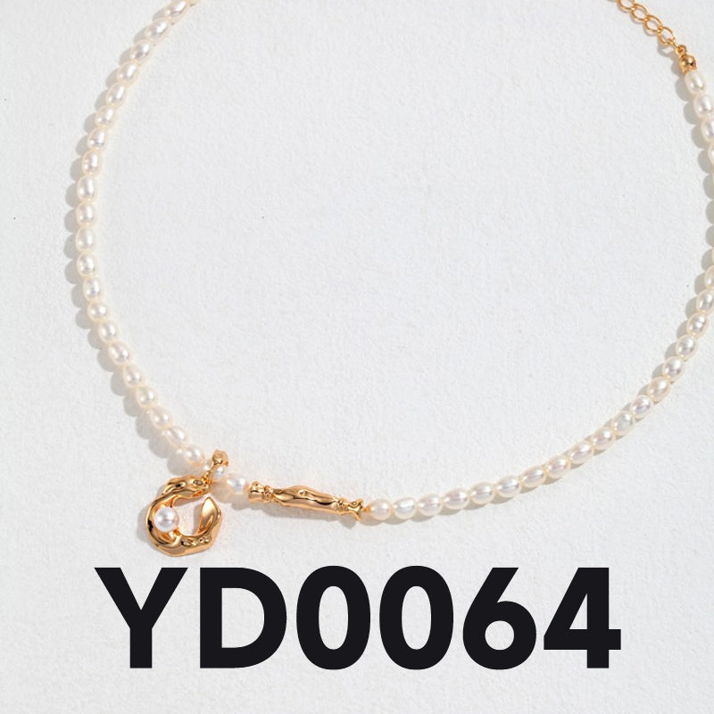 QL-YS0020 Natural Pearl Silk Ribbon Design Series — Pure Silver Pearl Bracelet，Necklace,Earrings