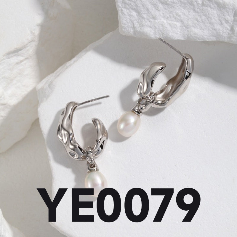 QL-YS0020 Natural Pearl Silk Ribbon Design Series — Pure Silver Pearl Bracelet，Necklace,Earrings