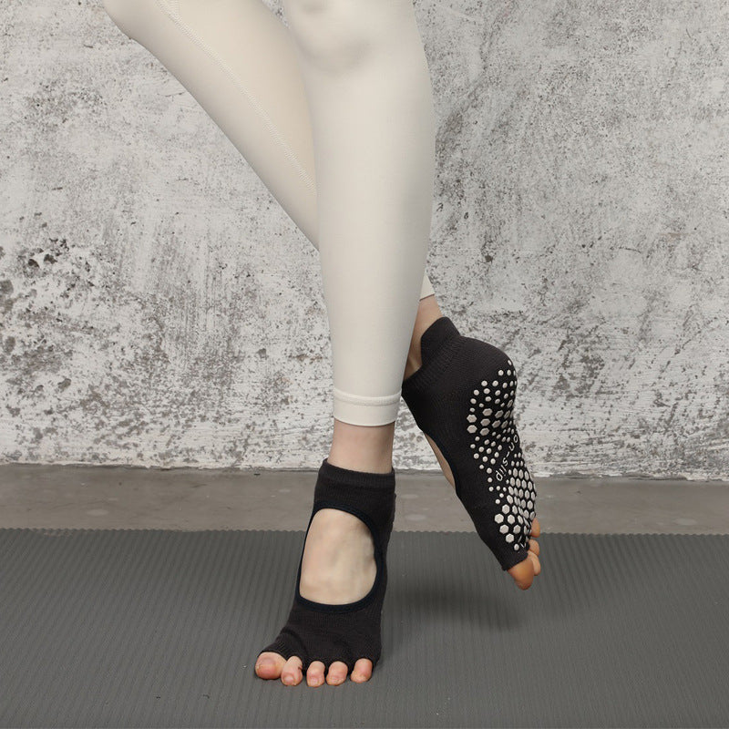 Five-Toe Pilates Grip Socks — Individual Toe Non-Slip Yoga Socks (4 Pairs)