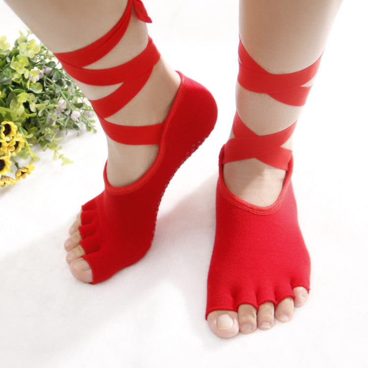 Toeless Pilates Grip Socks — Open Toe Non-Slip Barre Socks (3 Pairs)