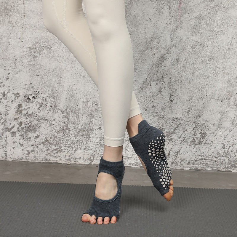 Five-Toe Pilates Grip Socks — Individual Toe Non-Slip Yoga Socks (4 Pairs)