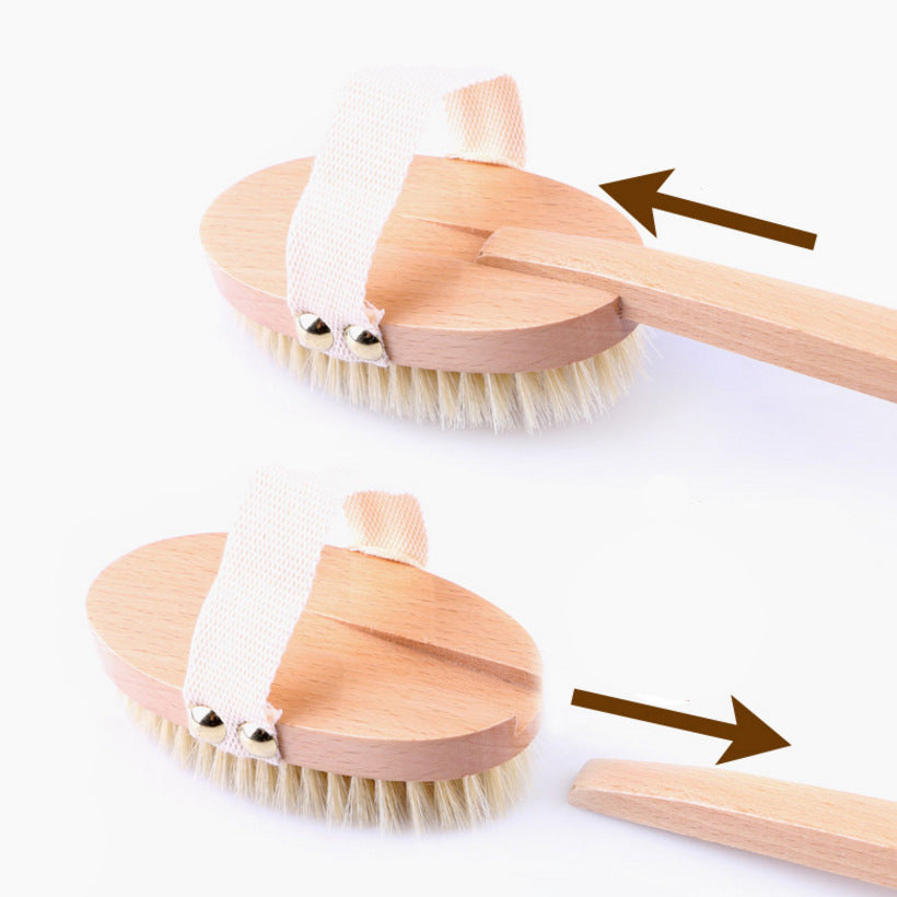 Natural Bristle Body Dry Brush — Exfoliating Bath Set