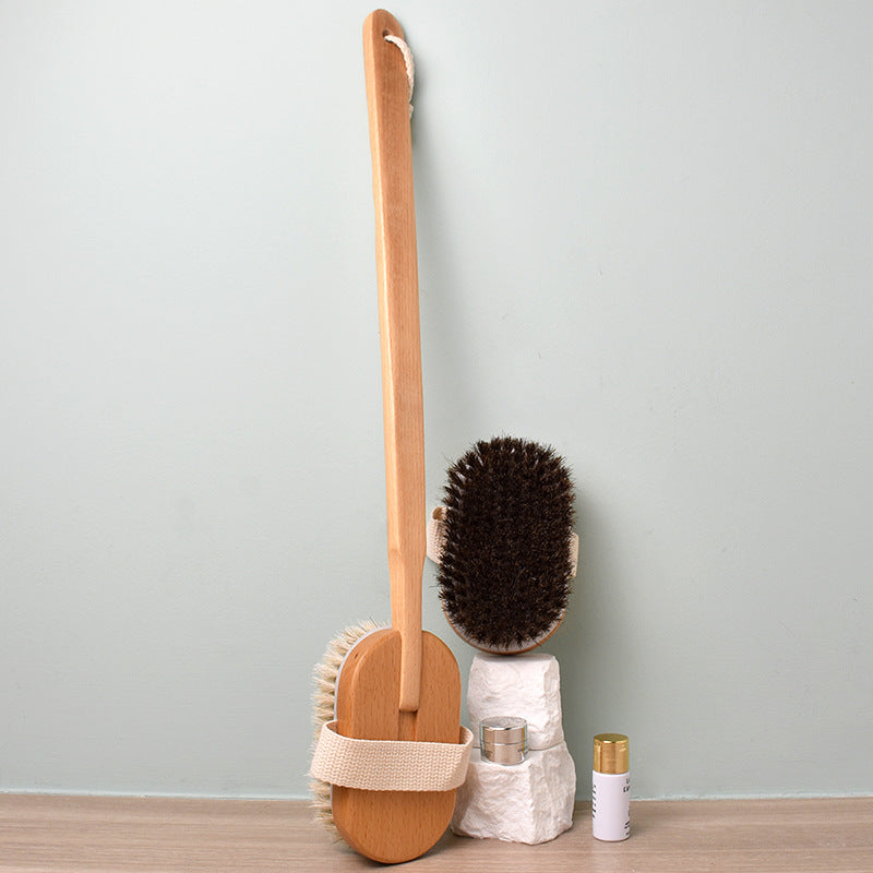 Natural Bristle Body Dry Brush — Exfoliating Bath Set
