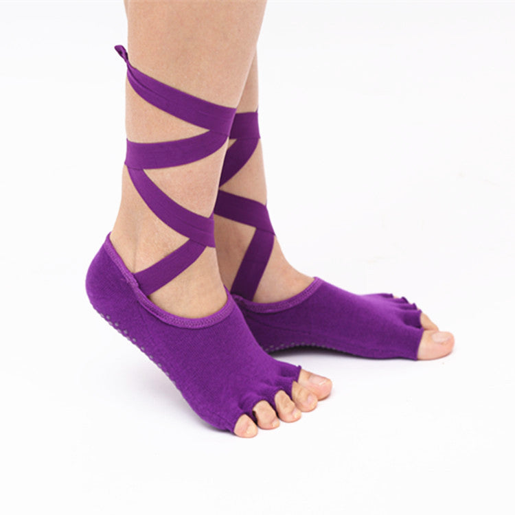 Toeless Pilates Grip Socks — Open Toe Non-Slip Barre Socks (3 Pairs)