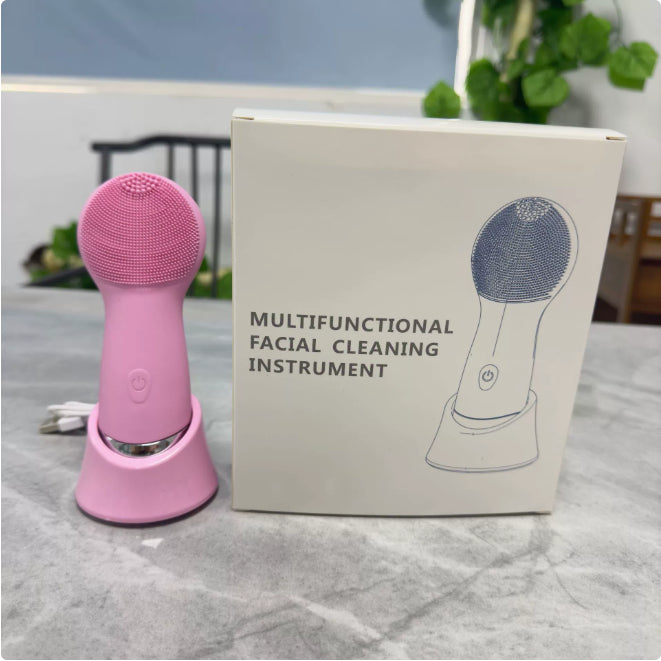 Silicone Electric Facial Cleansing Brush — Vibration & Heating