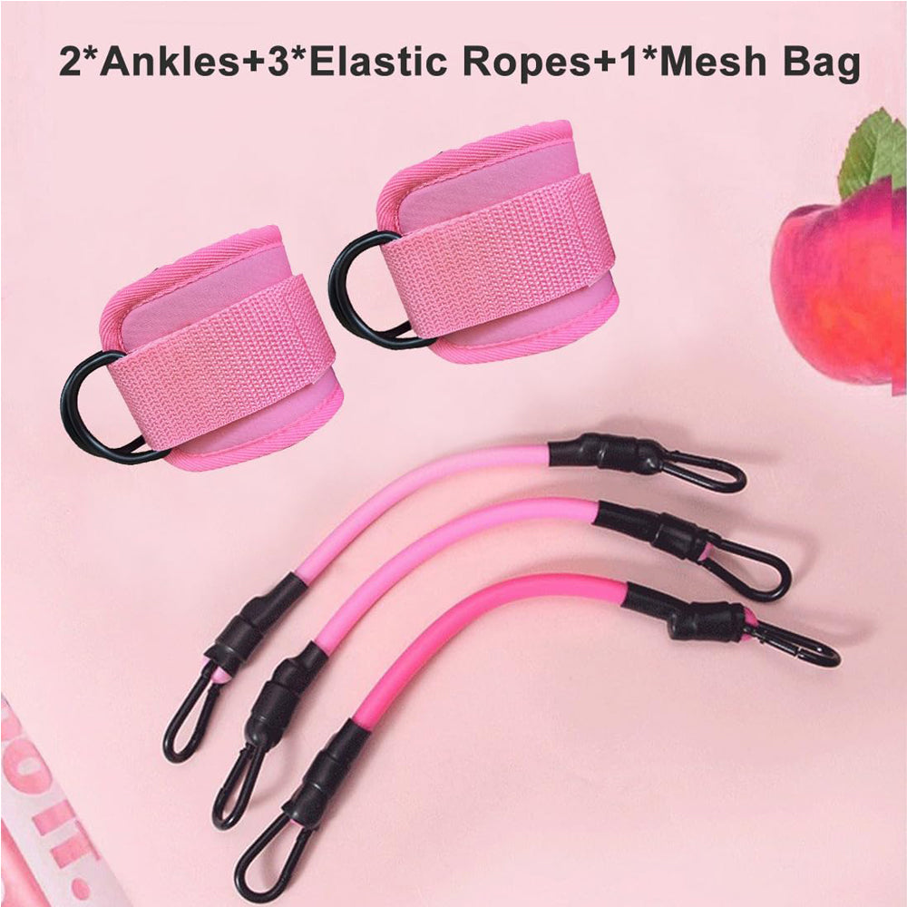 Ankle Resistance Bands with Cuffs — Leg Workout for Kickbacks & Glutes