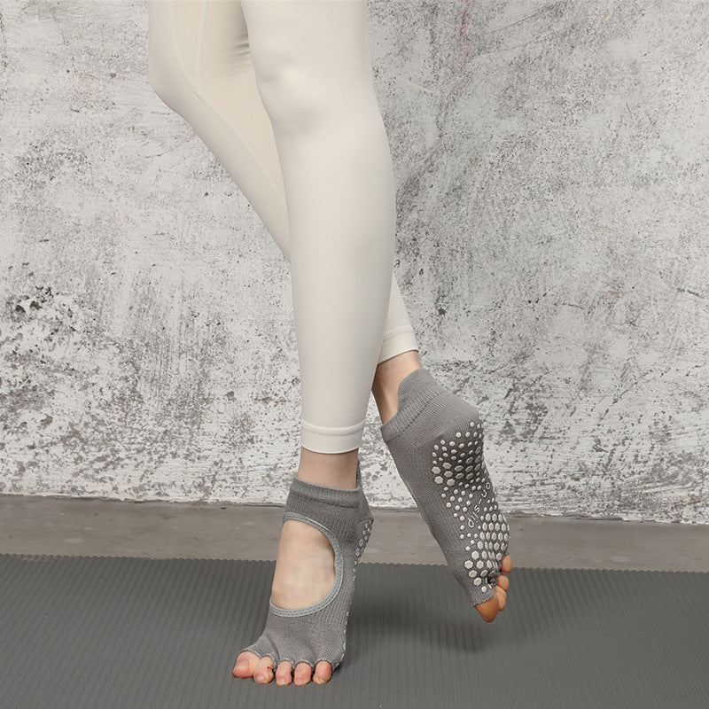 Five-Toe Pilates Grip Socks — Individual Toe Non-Slip Yoga Socks (4 Pairs)